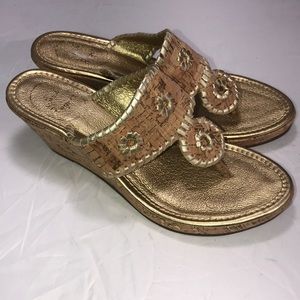 Jack Rogers Marbella Cork Wedge Sandal, Gold 6.5